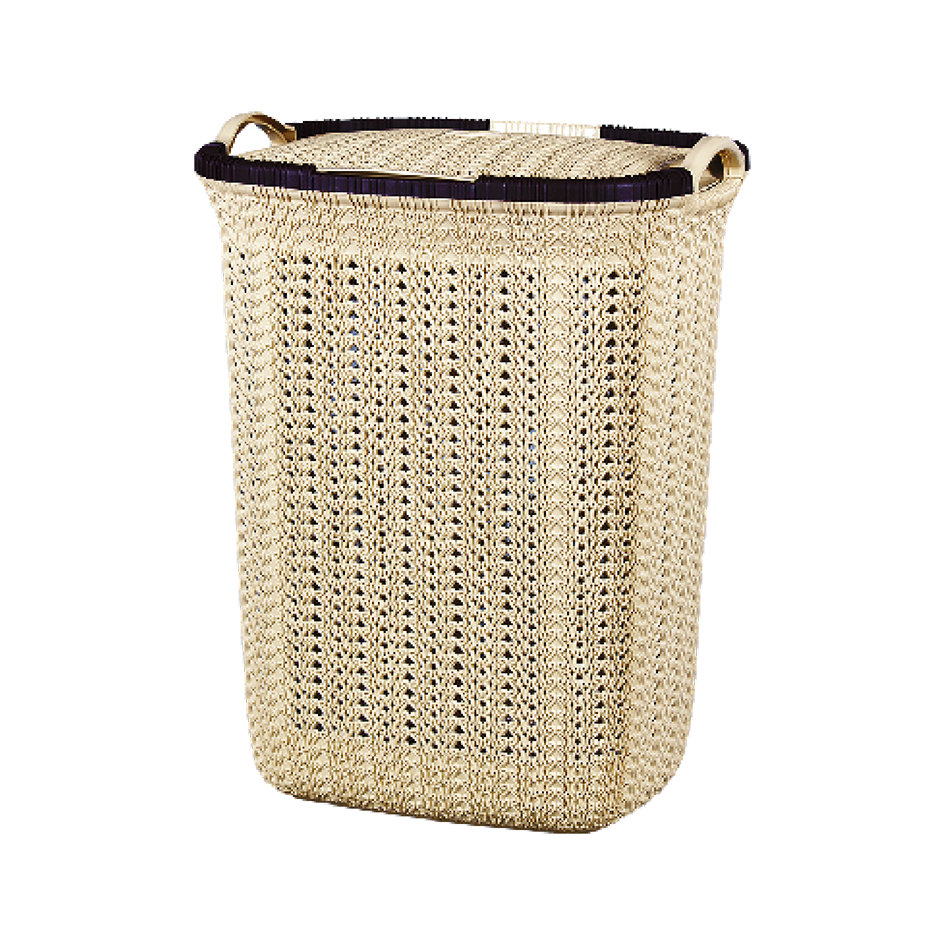 Корзина для белья "Вязание" 55л прямоугольная с крышкой (5 шт./уп.)