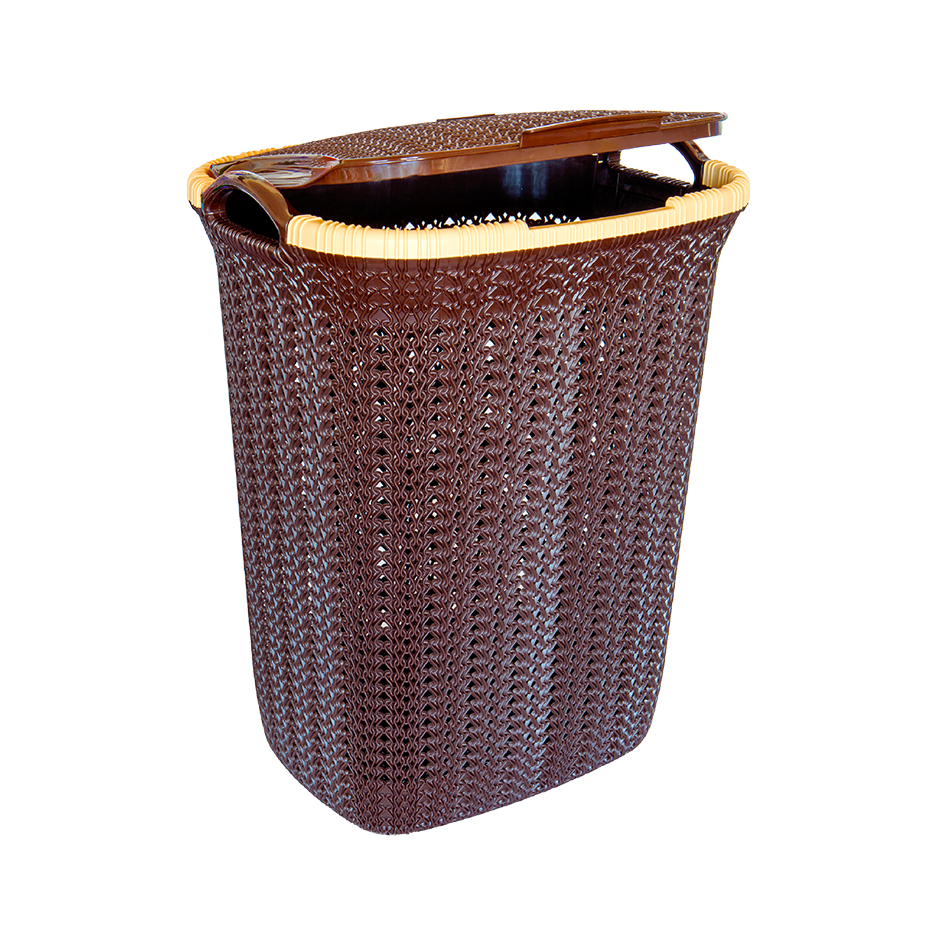 Корзина для белья "Вязание" 55л прямоугольная с крышкой (5 шт./уп.)