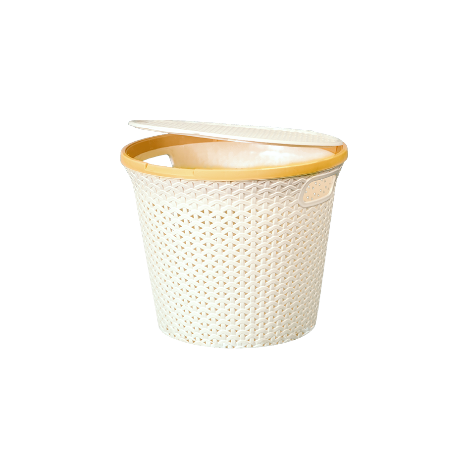 Корзина для белья "Плетёнка" 20л круглая с крышкой (5 шт./уп.)