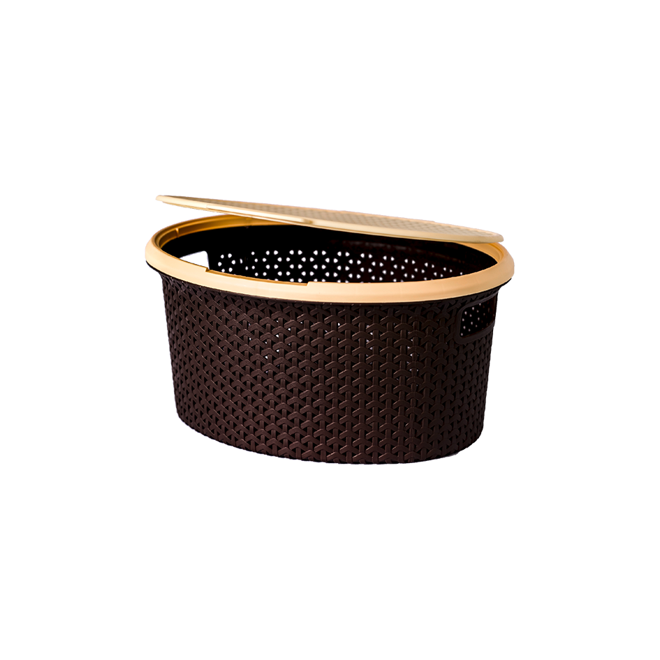 Корзина для белья "Плетёнка" 20л овальная с крышкой (5 шт./уп.)