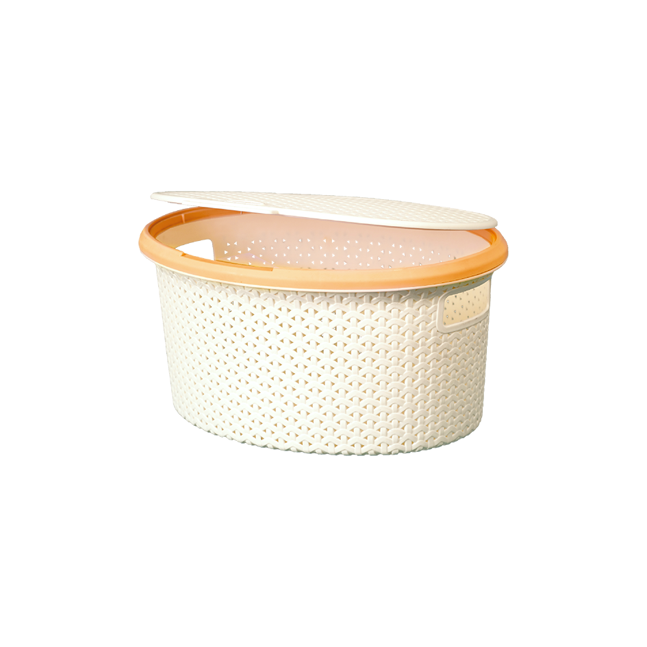 Корзина для белья "Плетёнка" 20л овальная с крышкой (5 шт./уп.)